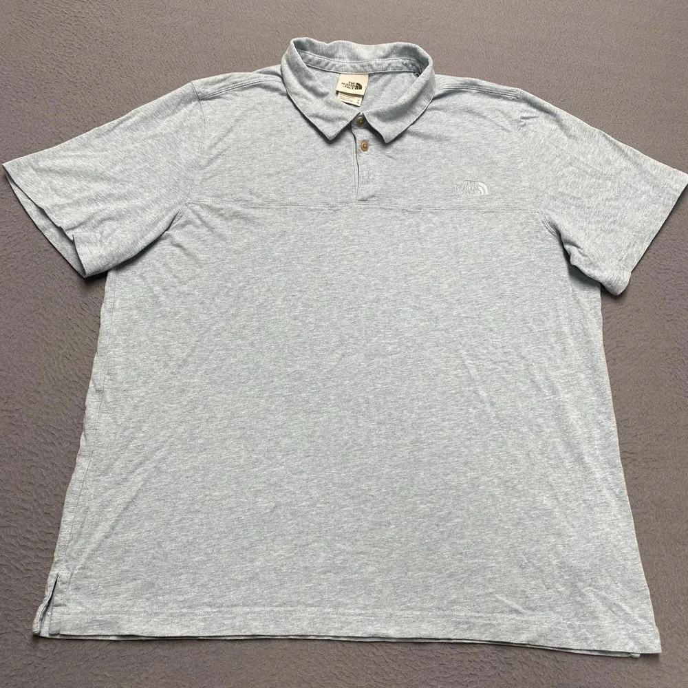 The North Face Polo Shirt Mens XL Blue Cotton Lyocell Logo Short Sleeve Casual